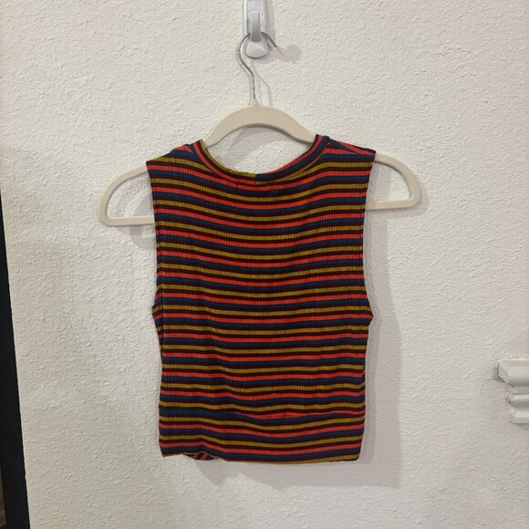 Colorful Striped Sleeveless Crop Top - Picture 2 of 5